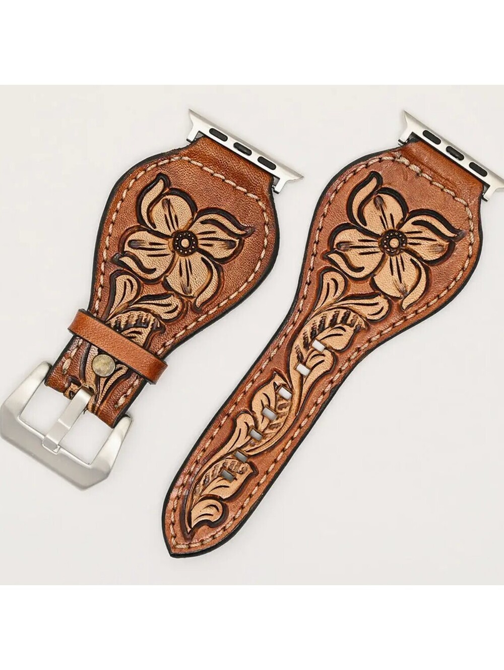 Size 45- Genuine American Leather I Watch StrapHand Tooled Western Rodeo Hippie
